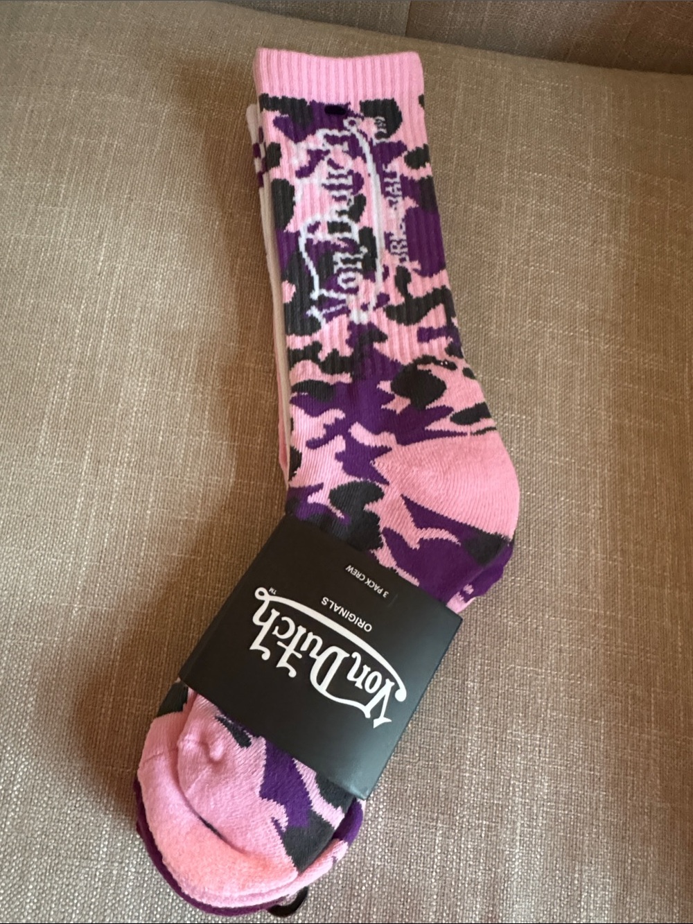 Women’s Von Dutch Pink & Purple Camo Crew Socks (3 pairs).